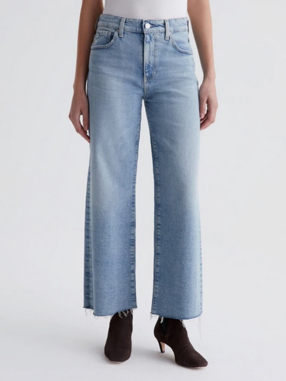 AG Saige Wide Leg Crop Jeans Light Blue High-Rise Size 27 - Picture 2 of 9